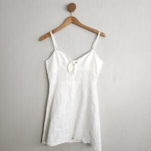 Reformation Front Twist White Linen Sleeveless Mini Summer Dress Size 4
